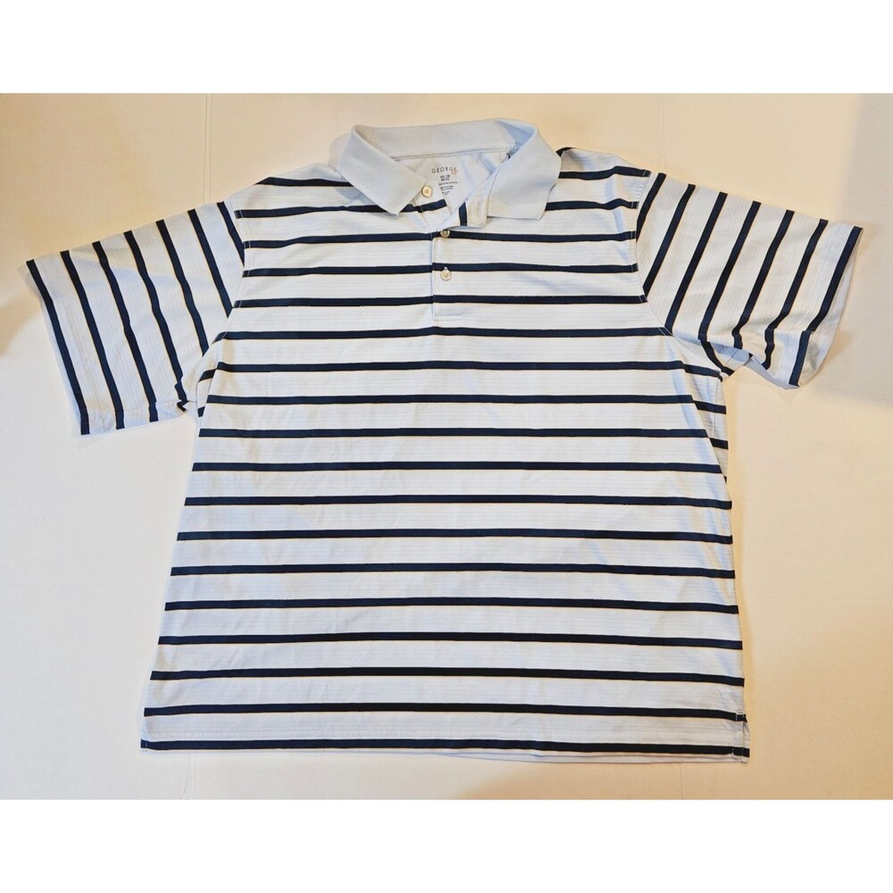GEORGE GOLF POLO SHIRT SS MEN'S 2XL 50-52 Light Blue, Striped